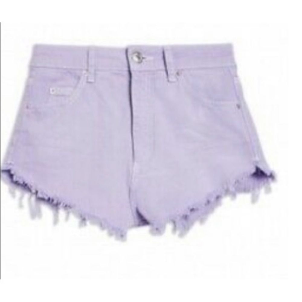 Topshop MOTO High Waist Super Short Shorts Size 2 Distressed CutOff Purple NWT - Picture 4 of 11